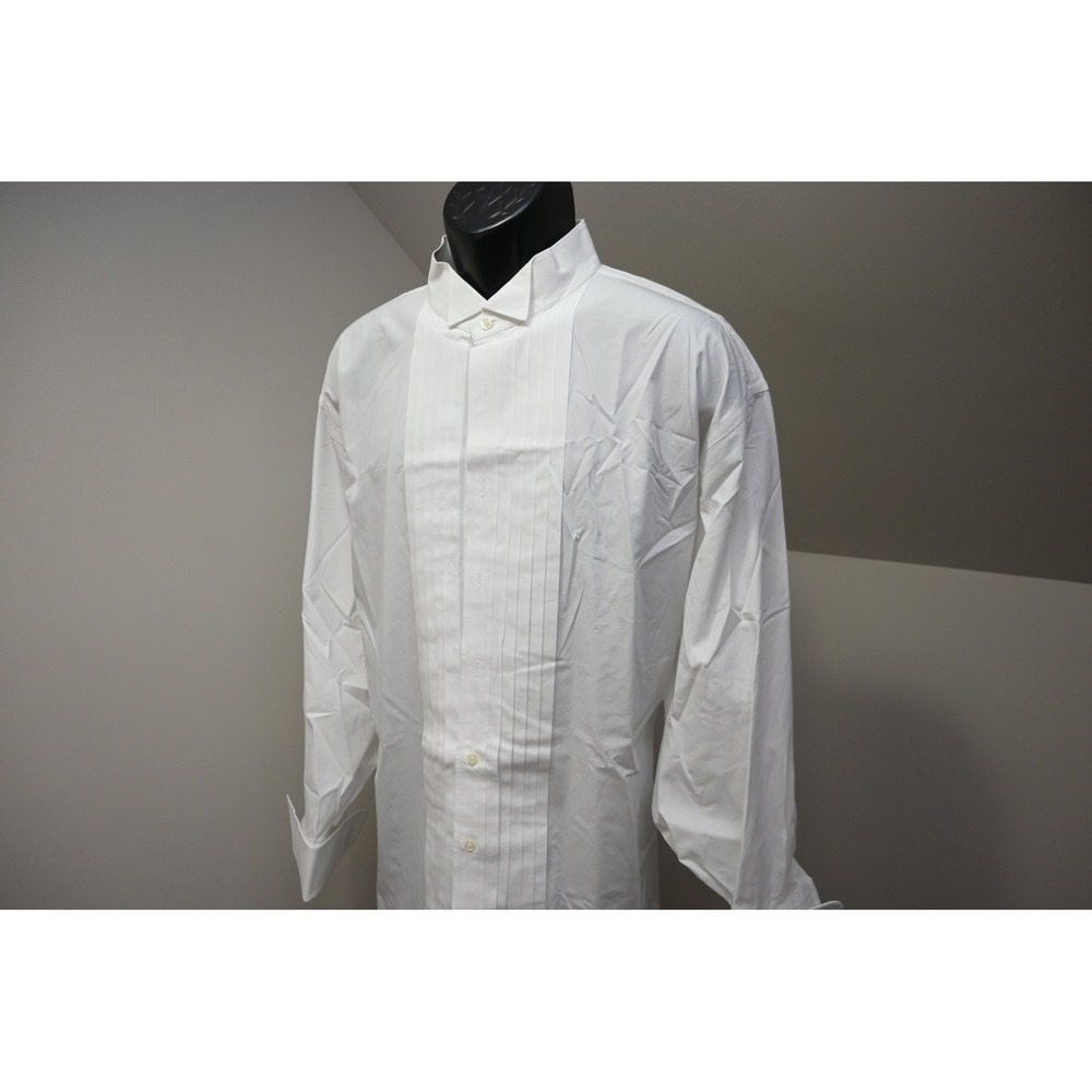 Jos. A. Bank Tuxedo Shirt Mens 2XL 18.5-33 White Pleated Wing Collar French Cuff